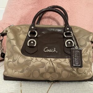 Coach Signature Brown and Tan Satchel
